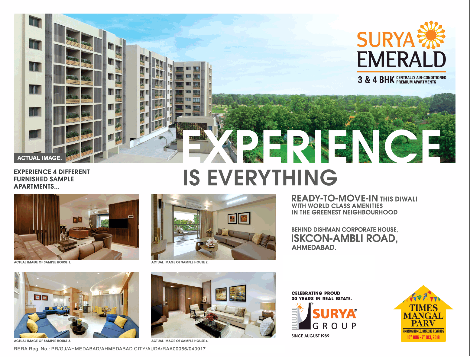 Book centrally air conditioned 3 & 4 bhk at Surya Emerald in Ahmedabad Update